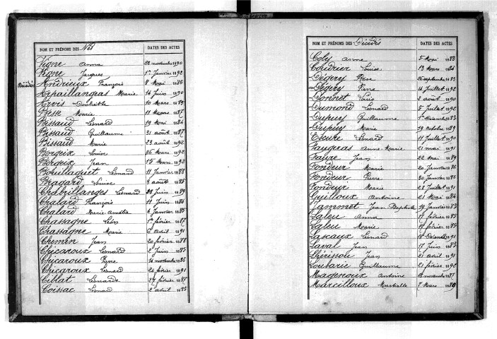 Tables décennales des décès (1883-1892)