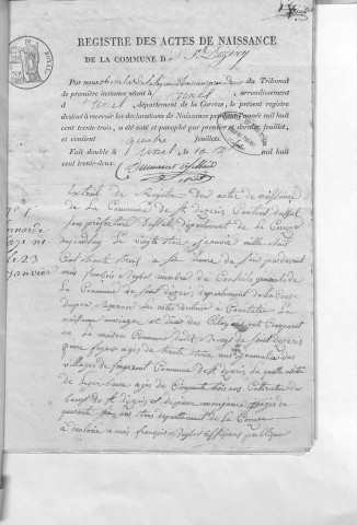 Naissances, mariages, décès (1833-1842)