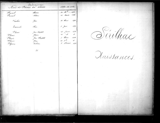 Tables décennales des mariages (1873-1882)