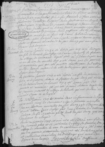 Baptêmes, mariages, sépultures (1713-1762)