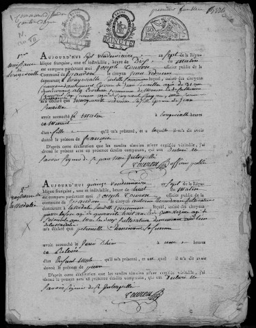 Naissances, mariages, décès (1799-1802)