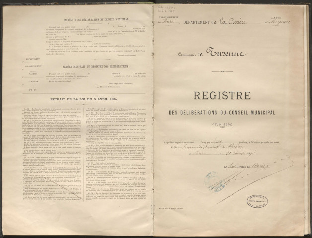 Délibérations du conseil municipal. 7 février 1897-29 novembre 1900