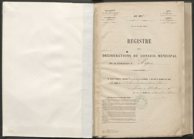 Délibérations du conseil municipal. 26 mai 1878-16 août 1896