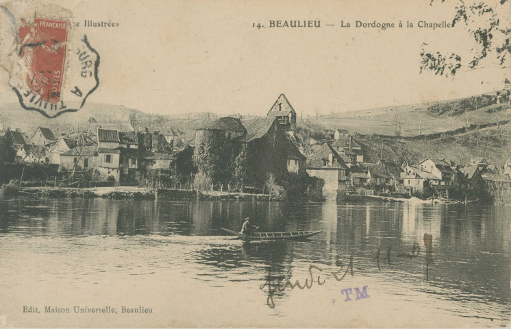 Beaulieu-sur-Dordogne : "La Corrèze illustrée - 14. - Beaulieu - La Dordogne à la chapelle".