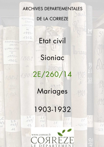 Mariages (1903-1932).