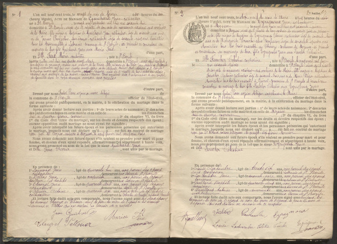 Mariages (1903-1932).