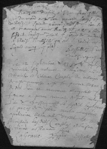 Baptêmes, mariages, sépultures (1647-1699)