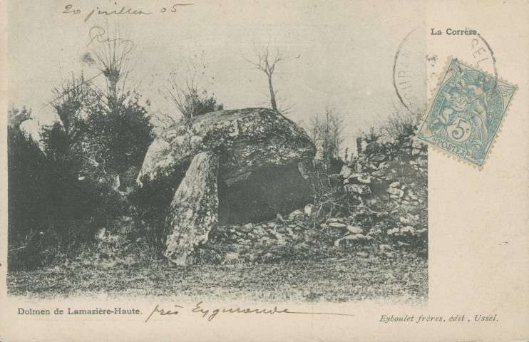 Lamazière-Haute : "Dolmen de Lamazière-Haute.".