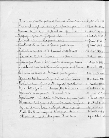 Tables décennales des mariages (1943-1952)