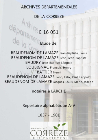 Répertoire alphabétique : A-V