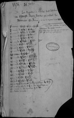 Baptêmes, mariages, sépultures (1692-1745)
