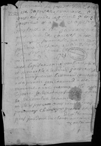 Baptêmes, mariages, sépultures (1723-1792)