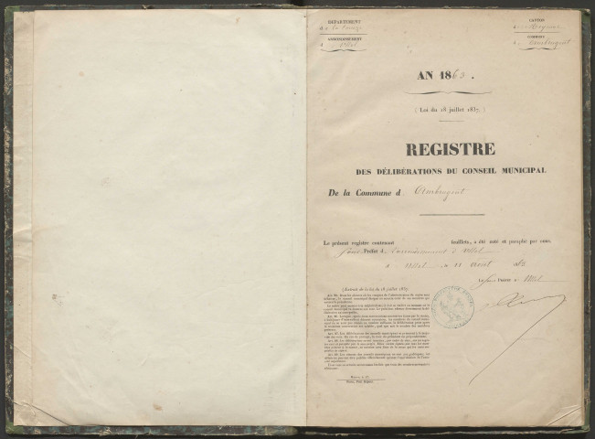 Délibérations du conseil municipal. 1er novembre 1863-05 avril 1874