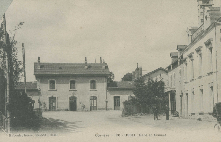 Ussel : "Corrèze - 20 - Ussel, gare et avenue".