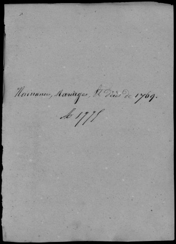 Baptêmes, mariages, sépultures (1769-1775)