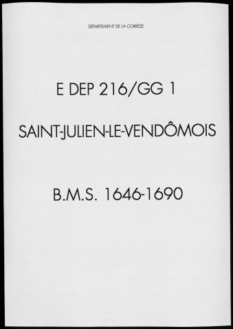 Baptêmes, mariages, sépultures (1646-1690)