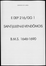 Baptêmes, mariages, sépultures (1646-1690)