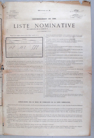 Population : listes nominatives (1886-1936, 1975), mouvements de population (1891-1902).