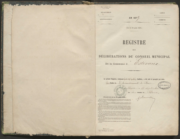 Délibérations du conseil municipal. 31 août 1879-21 août 1892