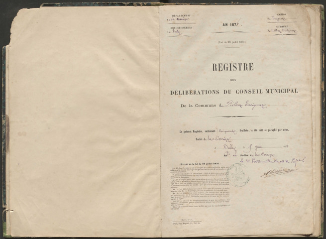 Délibérations du conseil municipal. 1er juillet 1878-30 novembre 1885