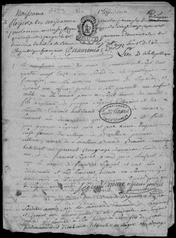 Naissances, mariages, décès (1793-1798)