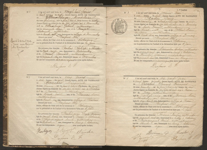 Naissances (1903-1922).