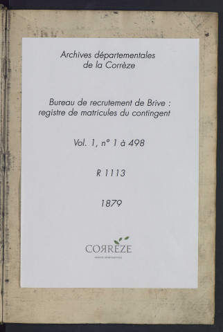 Classe 1879 : matricules 1 à 498.