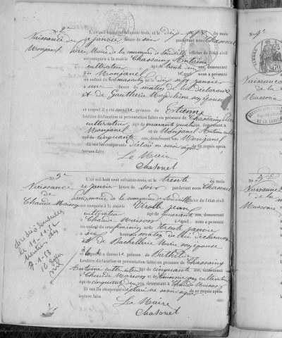 Naissances, mariages, décès (1863-1872)