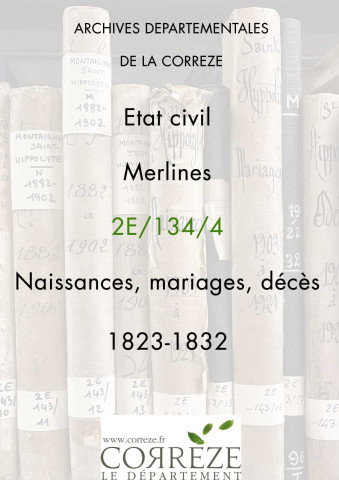 Naissances, mariages, décès (1823-1832)