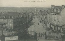 Brive-la-Gaillarde : "Corrèze - 68 - Brive - Avenue de la gare". Publicité "En avril 1908 ouverture des grands magasins de nouveautés - A la Ménagère".