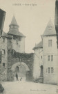Corrèze : "Corrèze. - Porte et église".