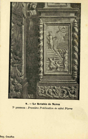 "8. - Le retable de Naves. 7e panneau : Première Prédication de Saint Pierre".