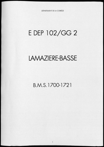 Baptêmes, mariages, sépultures (1700-1721)