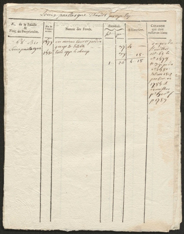 Relevé de l'arpentement général. 1764-1799