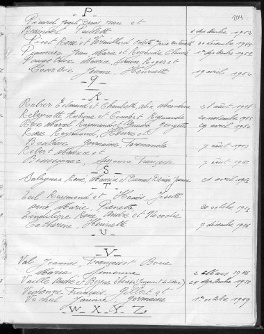 Tables décennales des mariages (1943-1952)