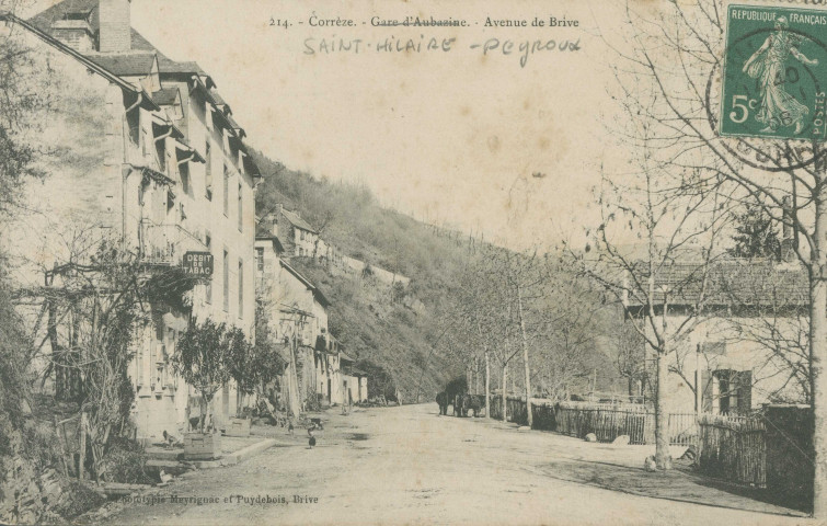 Saint-Hilaire-Peyroux : "214. - Corrèze. - Gare d'Aubazine. - Avenue de Brive".