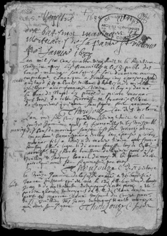 Baptêmes, mariages, sépultures (1688-1759)