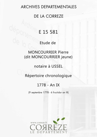 Répertoire chronologique : 9 septembre 1778-6 fructidor an IX