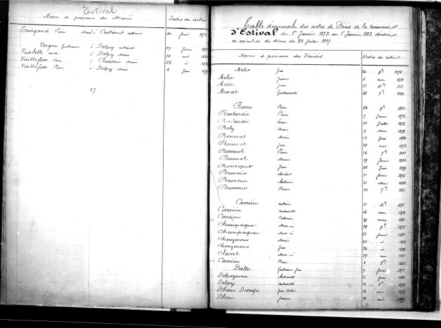 Tables décennales des mariages (1873-1882)
