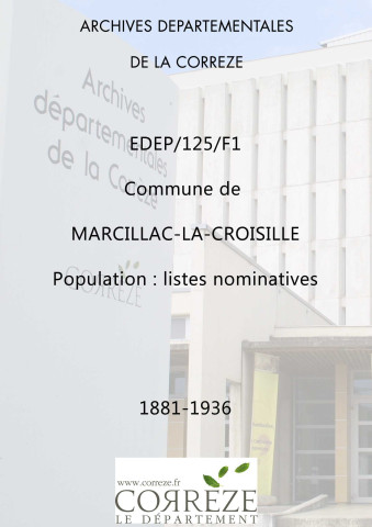 Population : listes nominatives (1881, 1931-1936), feuille de ménage (1881).