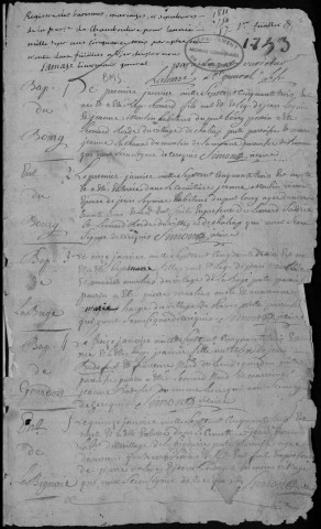 Baptêmes, mariages, sépultures (1753-1762)
