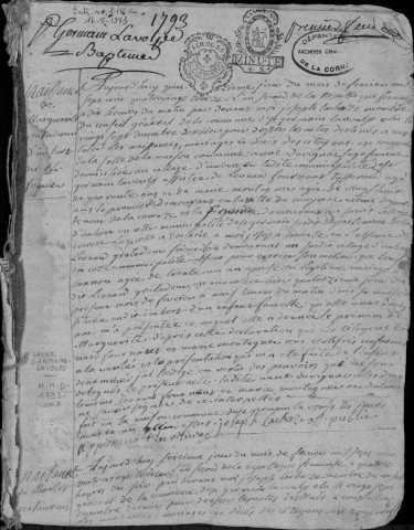 Naissances, mariages, décès (1793-1802)