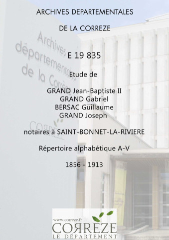 Répertoire alphabétique : A-V