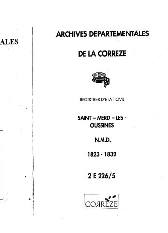 Naissances, mariages, décès (1823-1832)