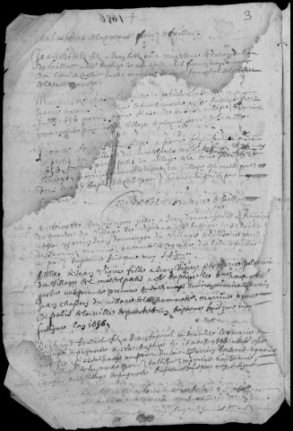 Baptêmes, mariages, sépultures (1656-1793)