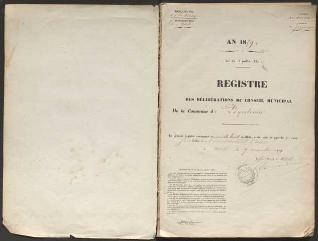 Délibérations du conseil municipal. 12 février 1860-29 décembre 1878