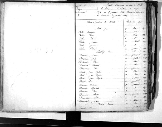 Tables décennales des décès (1853-1862)
