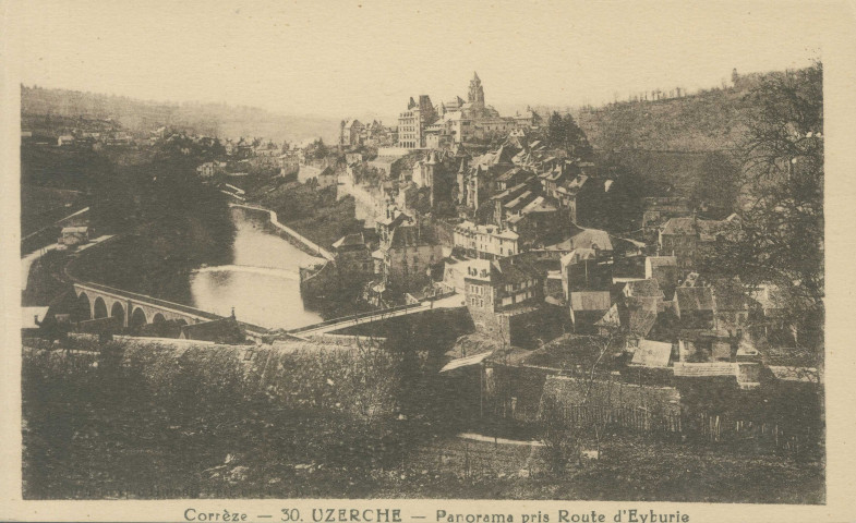 Uzerche : "Corrèze - 30. Uzerche - Panorama pris route d'Eyburie".