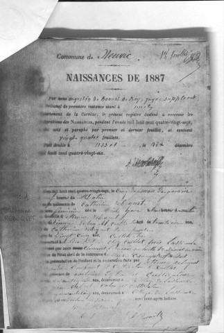 Naissances, mariages, décès (1887-1894)