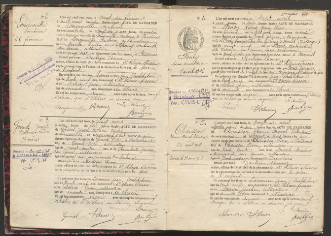 Naissances (1903-1921).